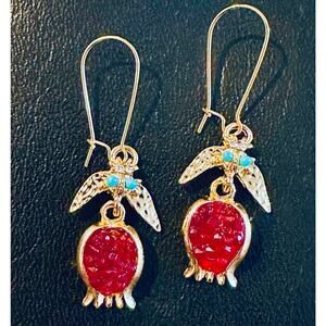 Gold and Garnet Design Earrings